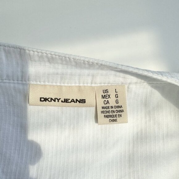 DNKY JEANS White Jacket Short Sleeves 100% Cotton size large - Picture 8 of 13